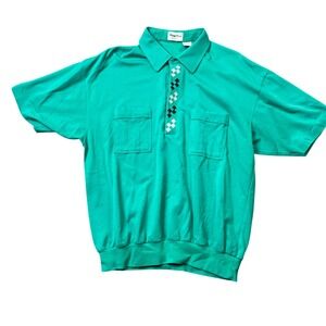 Winner Mate Large Green Polo Men's Cotton Blend Short Sleeve (1 button missing)